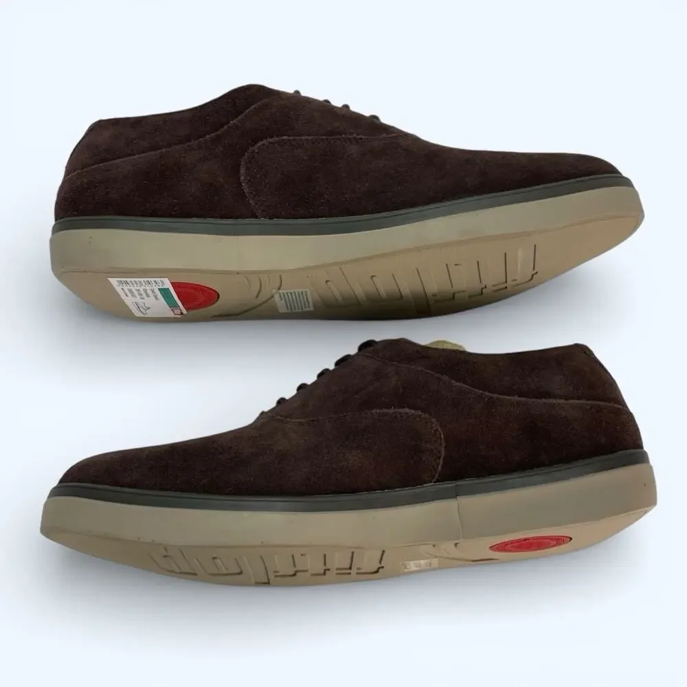FitFlop Mens Lewis Suede Lace up Brown Suede Oxford Sneaker Casual Comfort SZ 11
